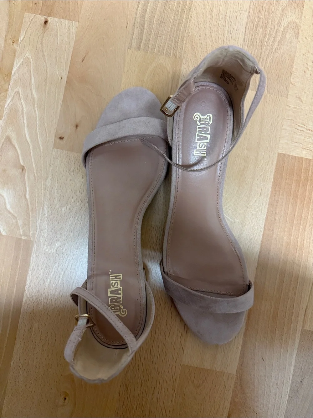 Brash Blush/Beige Suede Block Heel Sandals with Ankle Strap 12
